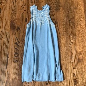 Teen Summery Denim High Neck Dress